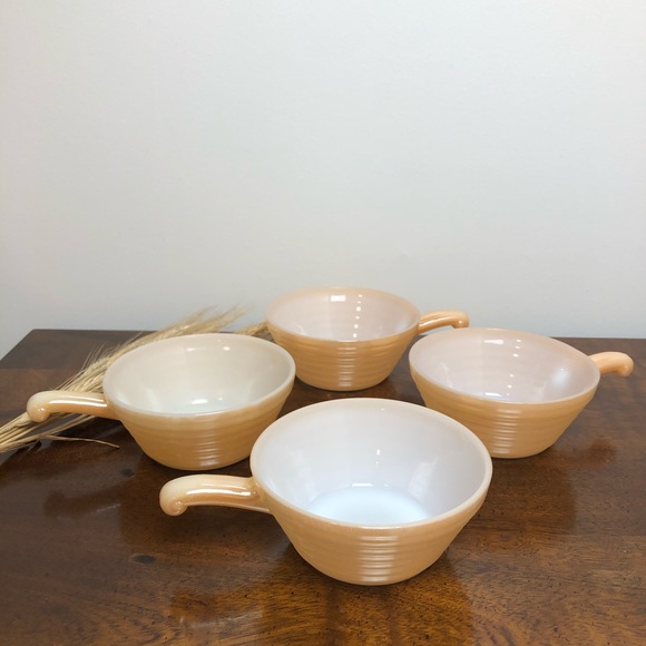 Fire King Peach Lustreware Soup Bowls, Vintage